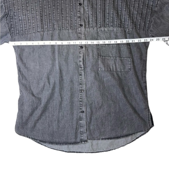 {EUC POL by Anthropologie Oversized Distressed Black Button Down Shacket Small} - Picture 8 of 9